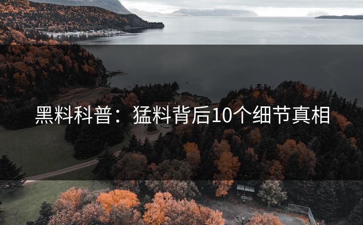黑料科普：猛料背后10个细节真相
