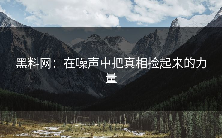 黑料网：在噪声中把真相捡起来的力量